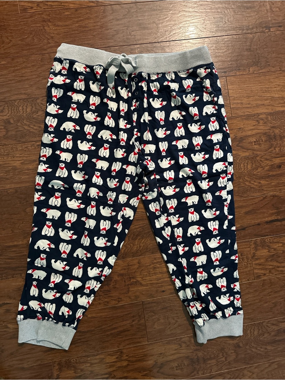 aerie Navy Polar Bear Print Pajama Bottoms with Gray Trim